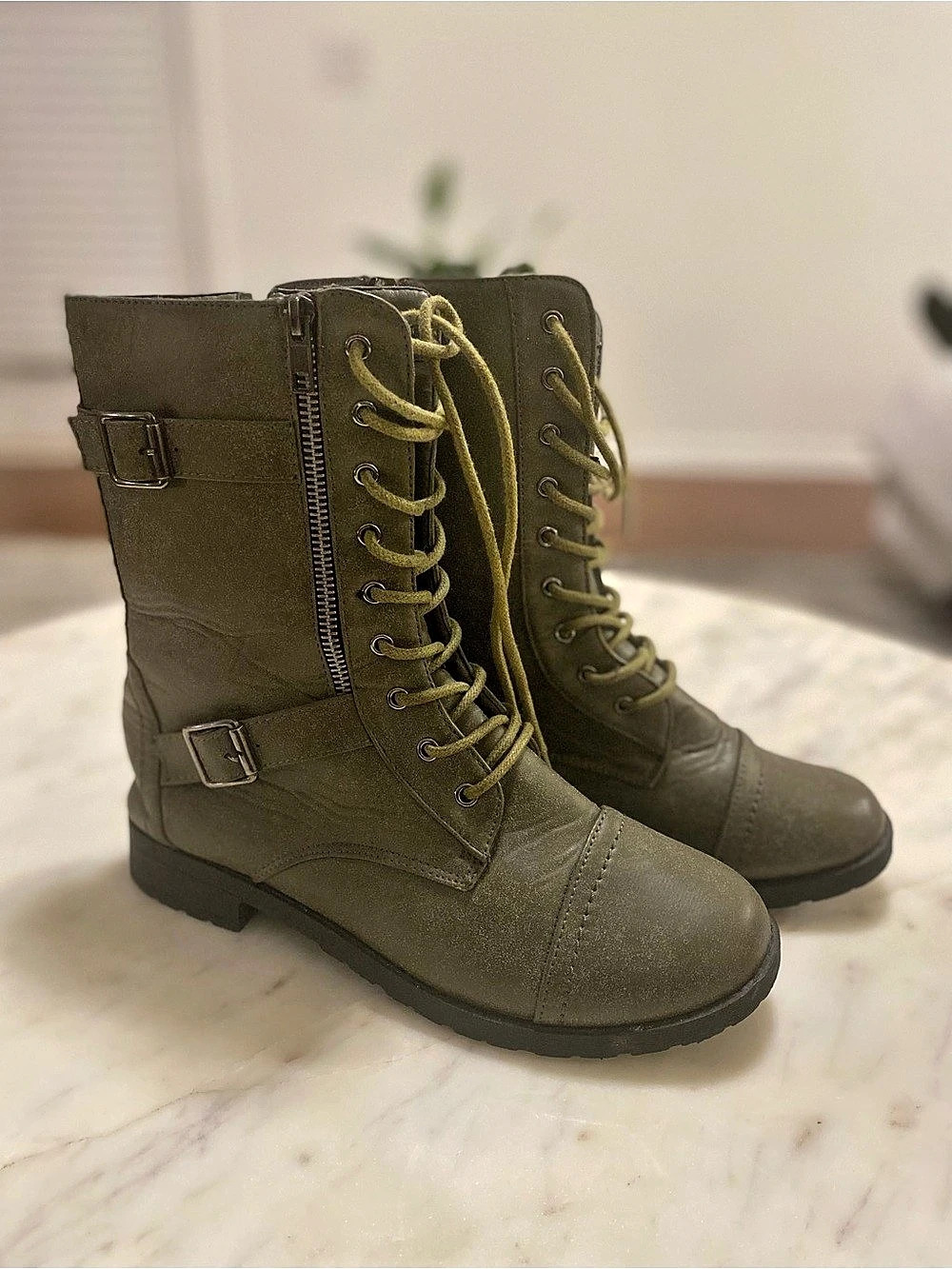 Women's Green Combat Boots